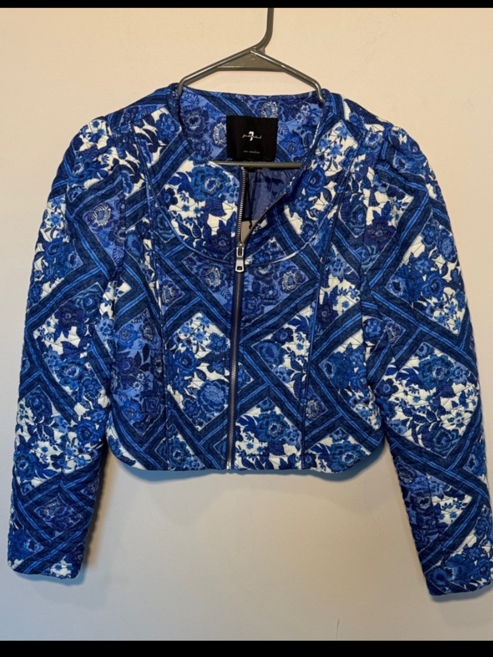 NWT 7 for All Mankind Quilted Blue/White Jacket - M